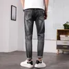 Herren Jeans Fashion Hosen Dehnen Rauch grau dünn für Männer lässig Slim Fit Denim koreanische Art männliche Hose