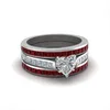 حلقات الكتلة عالية الجودة اللون الأحمر حلقة سحر الفضة للمرأة مخصصة اسم الزفاف مجوهر