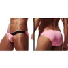 Sous les calendriers Sexy Ice Silk Color Patchwin Bikini Bulge Pouche Brief