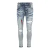 Rippade jeans miri jeans män jeans designer jeans knä mager rak storlek 29-40 motorcykel trendig lång rak hål high street denim