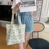 Bolsas de noite Bolsa de compras de grande capacidade para mulheres tulipas estampas de flores finas algodão fino ombro doce garotas bolsas bolsas de bolsa