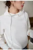 Con cappuccio da donna con cappuccio comodo nuvola casual maglione casual di alta qualità di alta qualità con piega di cotone pettinata semplice raglan morbido