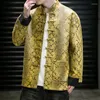 Men's Jackets Traditional Chinese Style Retro Snake Python Embroidered Tang Suit Men Cheongsam Top Hanfu Oriental Fashion Streetwear