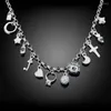 Chaines 925 Bijoux de collier en argent 18 pouces Zircon Key Key Moon Heart Star Cross All-Match Christmas Gift