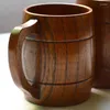 Tasses 2x 400 ml Style classique en bois naturel tasse de bière en bois Boire pour les cadeaux de nouveauté de la fête écologique