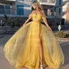 Sexy Beaded Exposed Boning Prom Dresses Off the Shoulder Side Split Long Cocktail Party Dress Illusion Bohemian vestidos de fiesta