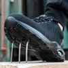 Laarzen punctie proof veiligheidsschoenen voor mannen ademende werk stalen teen beschermende mannelijke constructie sneakers 230812