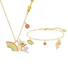 Designer Rovski luxury top jewelry accessories Simple Rainbow Unicorn Necklace Pendant Bracelet Fantasy Girl Cute and Lively Personality Collar Chain Jewelry