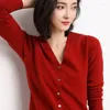 Tricots pour femmes Cardigans Femmes 2023 Spring Autumn Knitwears Corée Fashion Cardigan Sorme courte de style V