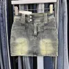 Röcke y2k Vintage Frauen Korean Button Gürtel kurzer Denim Miniröcke Ästhetische Feen-Grunge High-Taille-Jeans A-Line-Rock Alt Kleidung 230811