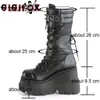 Boots Autumn Winter Sale Punk Halloween Witch Cosplay Platform High Wedges Heels Black Gothic Calf Boots Women Shoes Big Size 43 230811