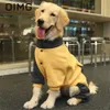 Oimg Autumn Winter Medium Stora hundar Jumpsuits Varma stora hundar långärmad kappa Golden Retriever Samoyed Color Contrast Hoodies HKD230812