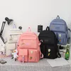 学校のバッグセット4 Buah Tas Sekolah Ransel Wanita Fashion Gaya Harajuku Tahan Air Kanvas Kapasitas Besar Cocok Untuk Semua