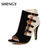 Dress Shoe Spring High Heel Office Zipper 10 cm Hollow Out High Sandals Poep Toe Buckle Strap Fashion Party Wedding Shoes 230811