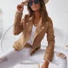 Women's Jackets Autumn Winter Long Sleeve Cowboy Wind Handsome Women Jacket Vintage Brown Color Slim Boyfriend Style Suede Coat 17079 230811