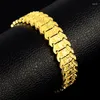 Link Bracelets Men's Gold Color 16mm Width Chain Bangle 8 Inch Wristband Pulsera Homme Vintage Jewelry Accessories Party Gifts Bijoux