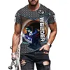 Herr t shirts sommar mode mekanisk skarvning 3d tryckt t-shirt rund hals casual kortärmad skjorta stor snabb kondition