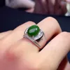 Cluster Rings Fashion 925 Silver Men Ring 10mm 12mm 5ct Natural Jade Jewelry For Man 3 Layer 18K Gold Plating Green