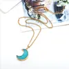 Pendant Necklaces Light Yellow Gold Color Irregular Shape Crescent Moon Many Colors Resin Link Chain Necklace Charm Jewelry