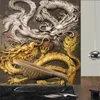 Wallpapers Custom Chinese stijl 3D reliëfdragon po voor luxe huisdecorel el restaurant ingang gangpad muurschildering wallpaper