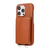 Luxury Lanyard Solid Leather Folio Vogue Phone Case for iPhone 15 14 13 12 11 Pro Max Samsung Galaxy S22 Ultra S23 Plus Durable Crossbody Card Slot Wallet Back Cover