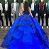 Sparkle Royal Blue Sequin Quinceanera Vestidos 2023 Elegante Vestido de pelota Ruffles Princesa Luxe Prom Vestidos De 15 Quinceanera Debutante Vestidos 15 Anos XV