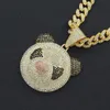 Hip Hop Men Rapper Diamond Pendant Collier Panda Shiny Panda Pendant Micro-INSET Zircon Jewelry Club Club Accessoire Pull Collarbone Coubaine Chaîne 1695