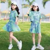 Ensembles de vêtements costumes d'été pour filles vêtements ans jupe de Style occidental nouveau T-shirt pour enfants mode vêtements à manches courtes