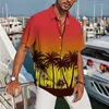 Camicie casual maschile 2023 Summer Shirt hawaiano Coconut Tree Stampa lapel Street corto a manichetta a manichetta per abbigliamento per abbigliamento