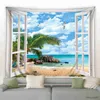 Tapestries Multi -patroon buiten de raamzee -zijzijde landschap oceaan achtergrond muur hangende print tapijtruimte tapijtruimte decor huis slaapkamer deken r230812