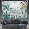 Tapestries tropische plant tapijtgroene bladeren muur opgehangen dieren bloemen en vogels tapijt hippie thuiskamer decor r230812