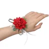 Artificial rose bride and groom wrist flower brooch Wedding sisters hand flower Best man group corsage