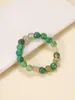 Strand Original Design Natural Green Cherry Blossom Agate Bracelet Round Bead Stone Crystal Jade Bijoux