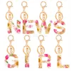 Keychains Bedanyards seca Flor Letra Inglês Chain Chave Popular Crystal Gel Jewelry Keyring Daisy PETAL PENENTE ACESSÓRIOS