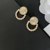 Fashion Lettre de boucles d'oreilles Designer 18k Gold plaqué en acier inoxydable Marque de luxe Stud Pearl Women Wedding Party Jewerlry