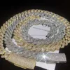 Jóias de moissanite personalizadas com banhamento de ouro 15mm Cadeia cubana de link clássico estilo sólido Iced fora do colar cubano de hip hop