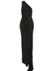 Casual Dresses Womens One Shoulder Long Dress Elegant Sleeveless Halter Neck Bodycon Maxi Slim Fit Sexy Cocktail Wedding