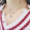 Designer Rovski luxury top jewelry accessories New Devil's eye round Necklace women's blue eye mysterious element Blue Eye Pendant clavicle chain high quality