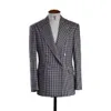 Plaid Men Suits Blazer For Wedding Business Slim Fit Checkered Groom Wear Tuxedos Male Fashion Clothes Only Jacket Customize