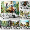 Taquestres Dinosaur Tapestry Parede da sala de suspensão Decoração Hippie grande tecido de parede Tapestry Domerit Decoração estética Home R230812