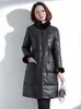 Women's Leather Jacket 90% White Duck Down Winter Collar Coat Female Real Sheepskin Jackets Wom2023