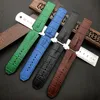 Soft Blue Brown Black 29 19mm med Silicone Watchband Watch Band för Hublot Strap For King Power Series Hub -logotyp på Tool260m