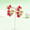 Hoop Earrings Boho Exaggerate Earring With Flowers Fashion Fabric Red Roses Big Circle 2023 Women Floral Hoops Jewelry Wholesale