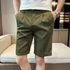 남자 반바지 드레스 바지 무릎 길이의 단색 미세 탄성 슬림 피트 블랙 흰색 녹색 2023