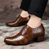 Elbise ayakkabılar erkek topuk ayakkabıları resmi deri kahverengi erkekler loafers elbise ayakkabıları moda erkekler rahat ayakkabılar zapatos hombre 230811