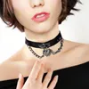 Choker mode hjärtkedjor halsband kvinnor smycken punk dangle hänge läder hals krage anime hip hop grossist