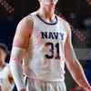 Navy Midshipmen koszulka koszykówki Lysander Rehnstrom Kam Summers Mac Macdonald Amir Whitlock Myles Evans Mitch Fischer Niestandardowe szwy męskie marynarka wojenna