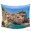 Tapissries Italy Cinque Terre Ocean Wall Tapestry Cover Beach Handduk Picknick Yoga Mat Hemdekoration R230812