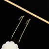 Fashion Designer Gold and Silver Long Diamond Y Necklace Earrings Set Letter Pendant Hoop Earrings Women's Earrings Engagement Tour