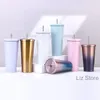 Stainless Steel Tumblers 750ml Straw Thermal Cup Double Layer Vacuum Insulated Bottle Adults Straight Coffee Cups Outdoor Cup TH1051